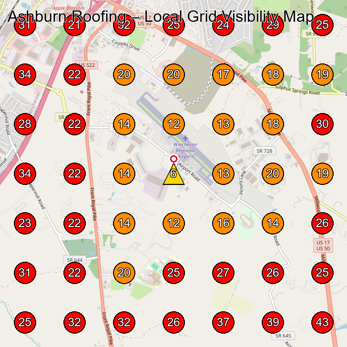 Ashburn Roofing GeoGrid visibility map for Wood Floor Installation Service in None